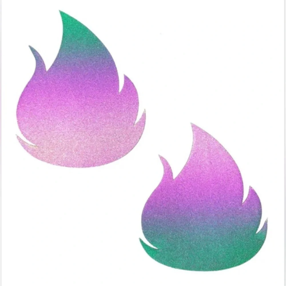 🦋B2G1🦋NEVA NUDE Rainbow Reflective Multicolor Flirty Flame Pasties Nipple Covers